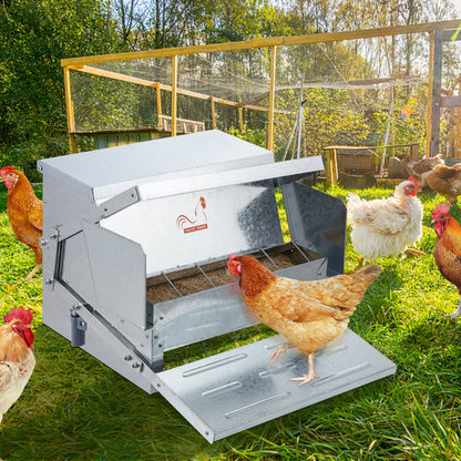 Automatic Chicken Feeder Galvanized Steel Poultry Feeder 25 lb 10 Chickens