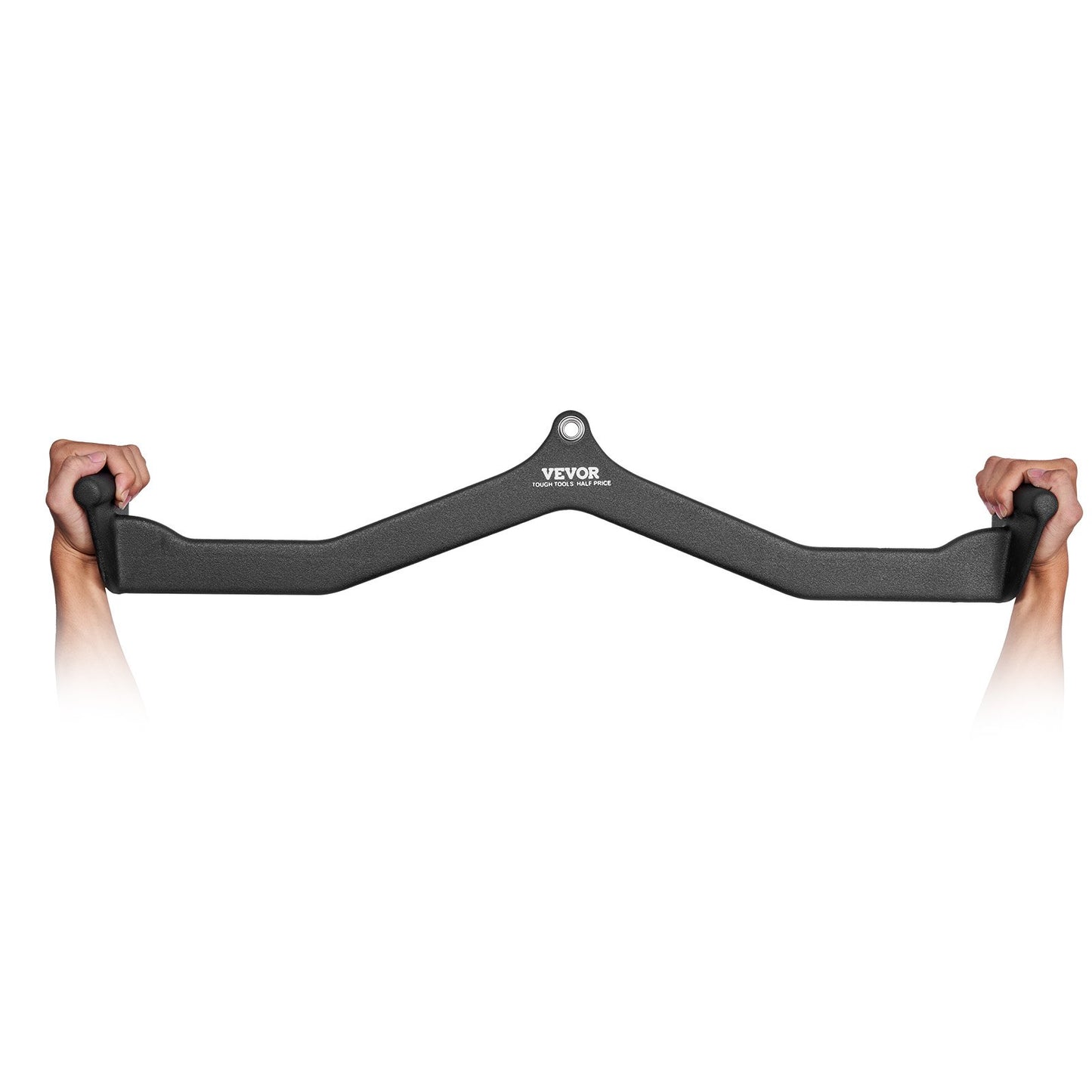 Lat Pulldown Bar-Cable Machine with 'VEVOR' branding held by two hands on a white background