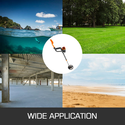 Collage of various scenes including water, grass, indoors, and beach with a central focus on a device labeled 'Wide Application'.