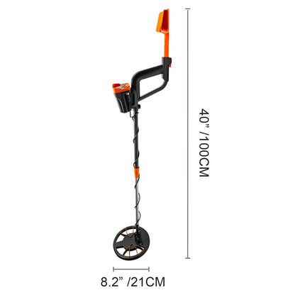 Metal detector with measurement details on a white background