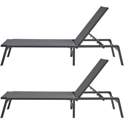 Chaise Lounge Chair Outdoor Patio Lounge Chair Adjustable 5-Position 2 pcs