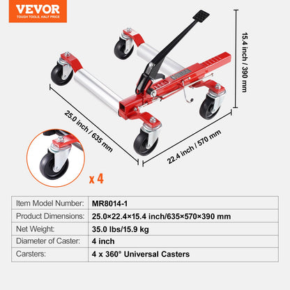 Wheel Dolly, Max Capacity 1500 Lbs Car Dolly, Car Jack Dolly Lifter with 360° Rotatable Wheels, Heavy Duty Vehicle Positioning Ratchet Tire Jack, for Vehicle Car Auto Repair Moving
