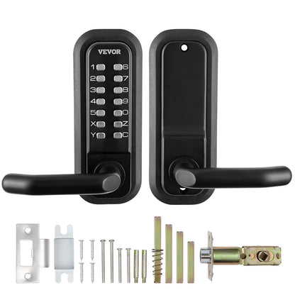 Mechanical Keyless Entry Door Lock 14 Digit Keypad and Handle Embedded