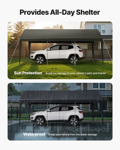 Carport Car Canopy 10 x 20 FT Heavy Duty Portable Car Shelter Tent Grey