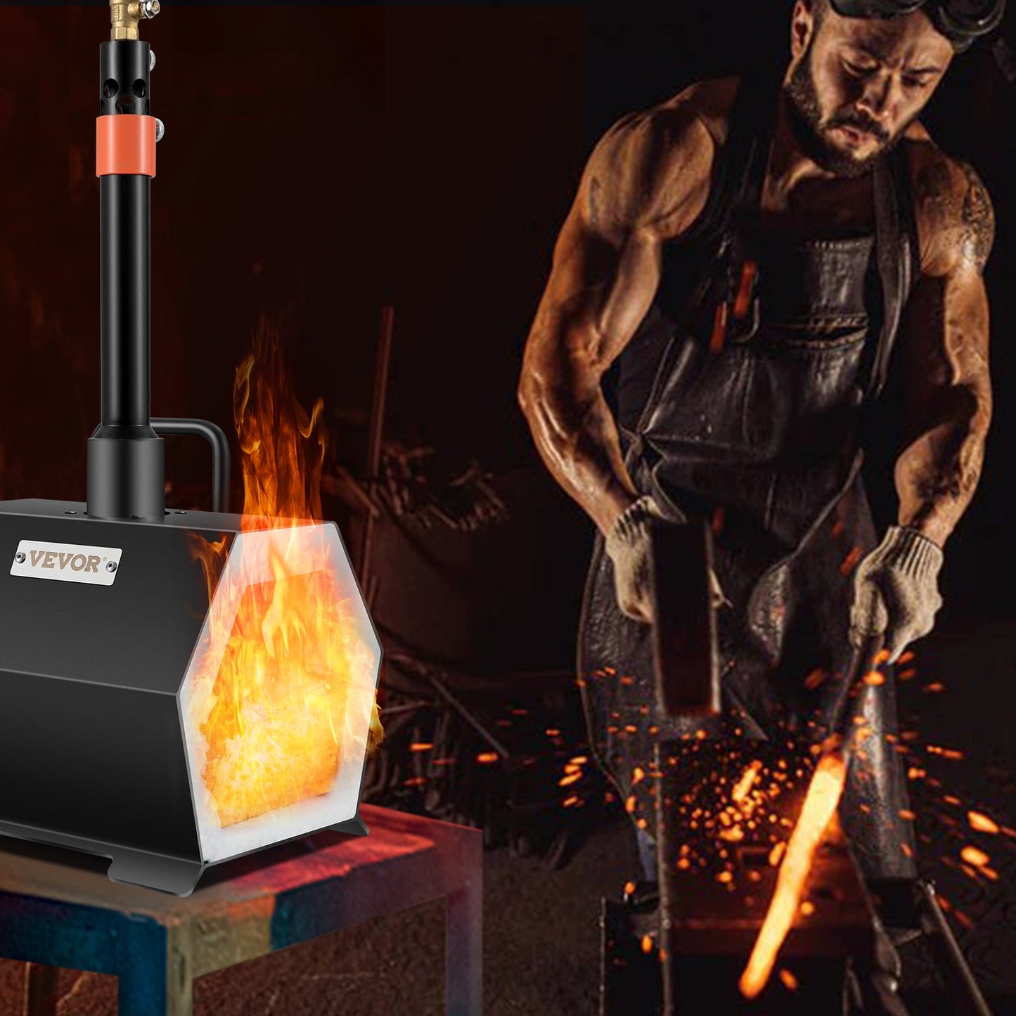 Propane Forge Portable, Single Burner Tool and Knife Making, Large Capacity Blacksmith Farrier Forges, Mini Furnace Blacksmithing, Gas Forging Tools and Equipment, Complete Kit