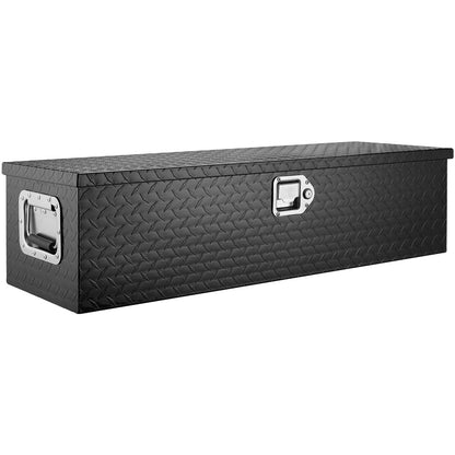 Heavy Duty Aluminum Truck Bed Tool Box, Diamond Plate Tool Box with Side Handle and Lock Keys, Storage Tool Box Chest Box Organizer for Pickup, Truck Bed, RV, Trailer, 990 x 330 x 254 mm, Black