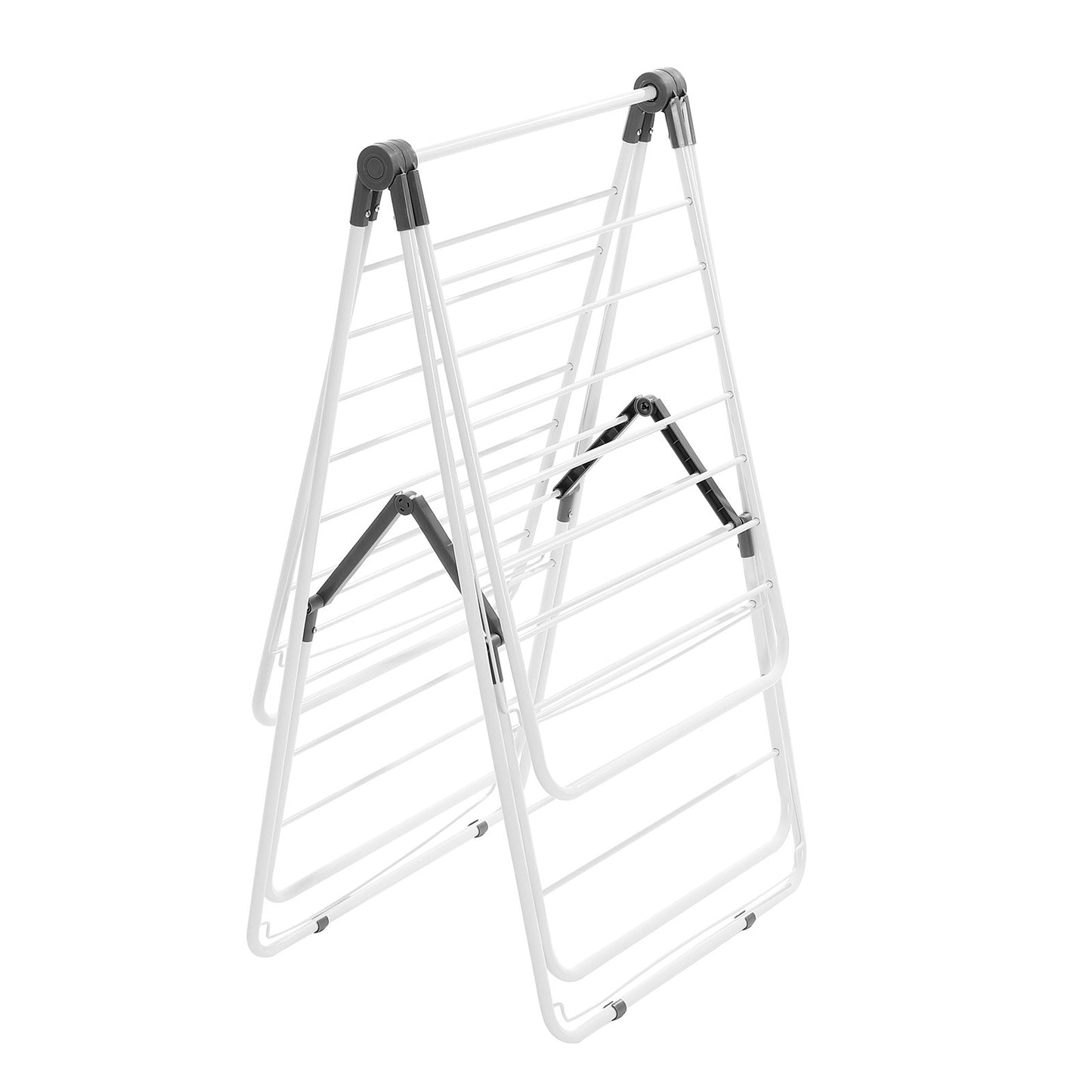 2-Tier Foldable Clothes Drying Rack with Sock Clips & 31 Drying Rods White