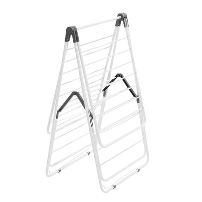 2-Tier Foldable Clothes Drying Rack with Sock Clips & 31 Drying Rods White