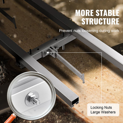 Rail Mill Guide System, 9 ft Milling Guide, 4 Crossbar Kits Chainsaw Mill Rail Guide, Aluminum Adjustable Saw Mill Rail System Work with Chainsaw Mills for Builders and Woodworkers