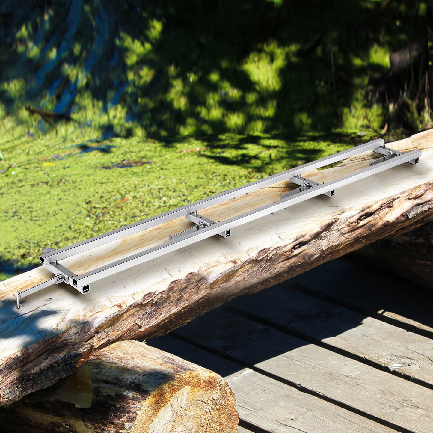Rail Mill Guide System, 9 ft Milling Guide, 4 Crossbar Kits Chainsaw Mill Rail Guide, Aluminum Adjustable Saw Mill Rail System Work with Chainsaw Mills for Builders and Woodworkers