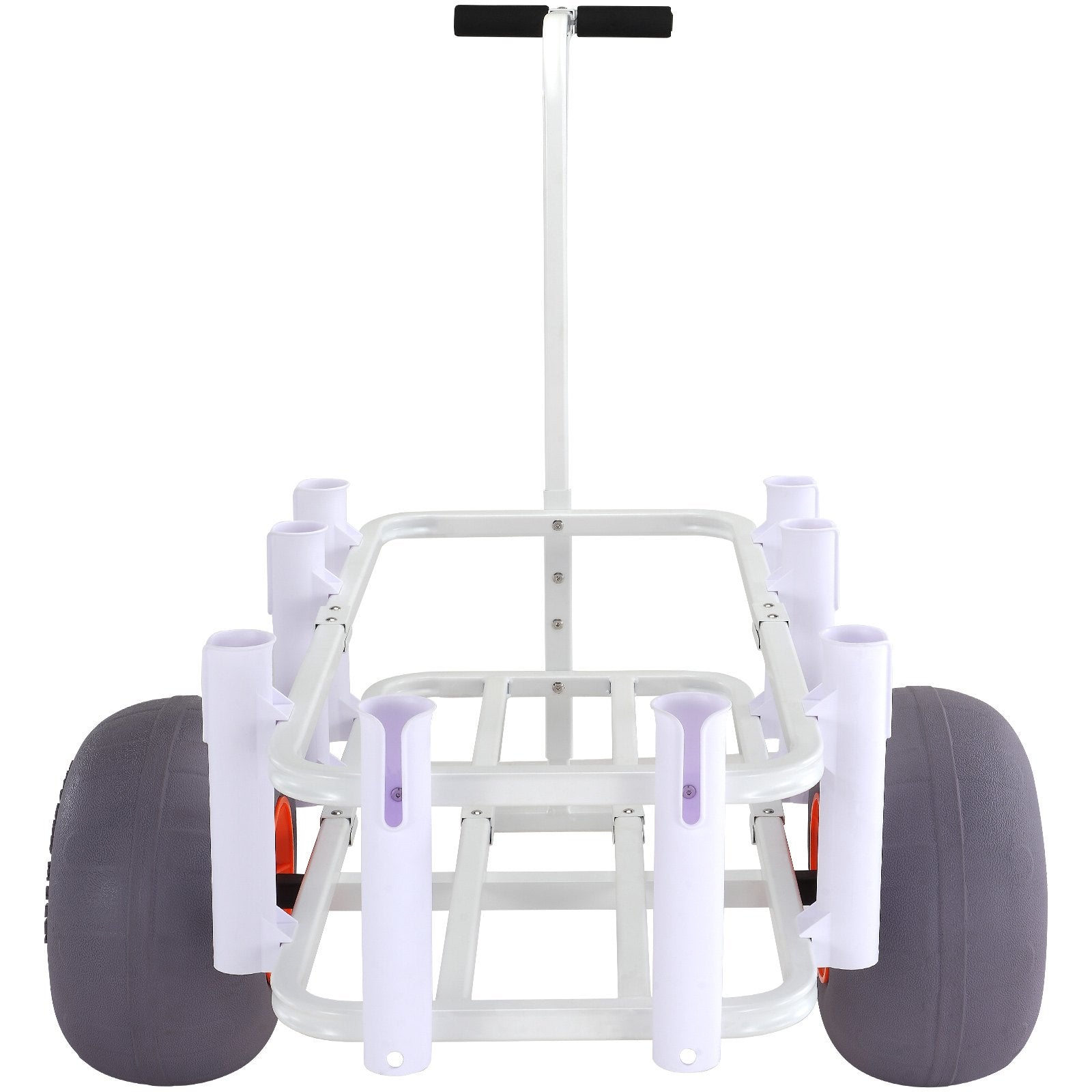 White beach cart with large wheels on a white background