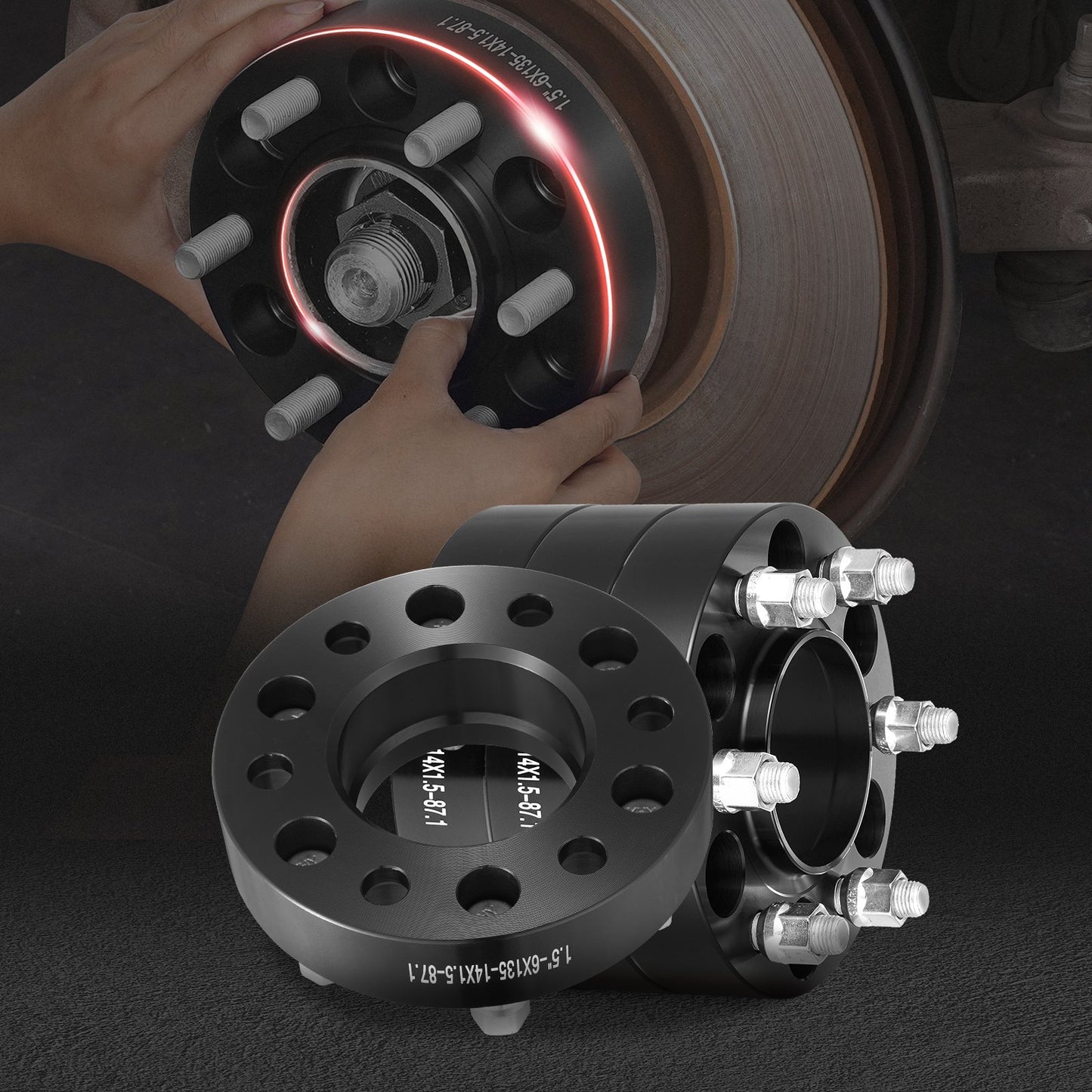 1.5" 6"x5.3" Wheel Spacers Wheel Adapters 6 Lug Forged Spacer 4 PCS Black