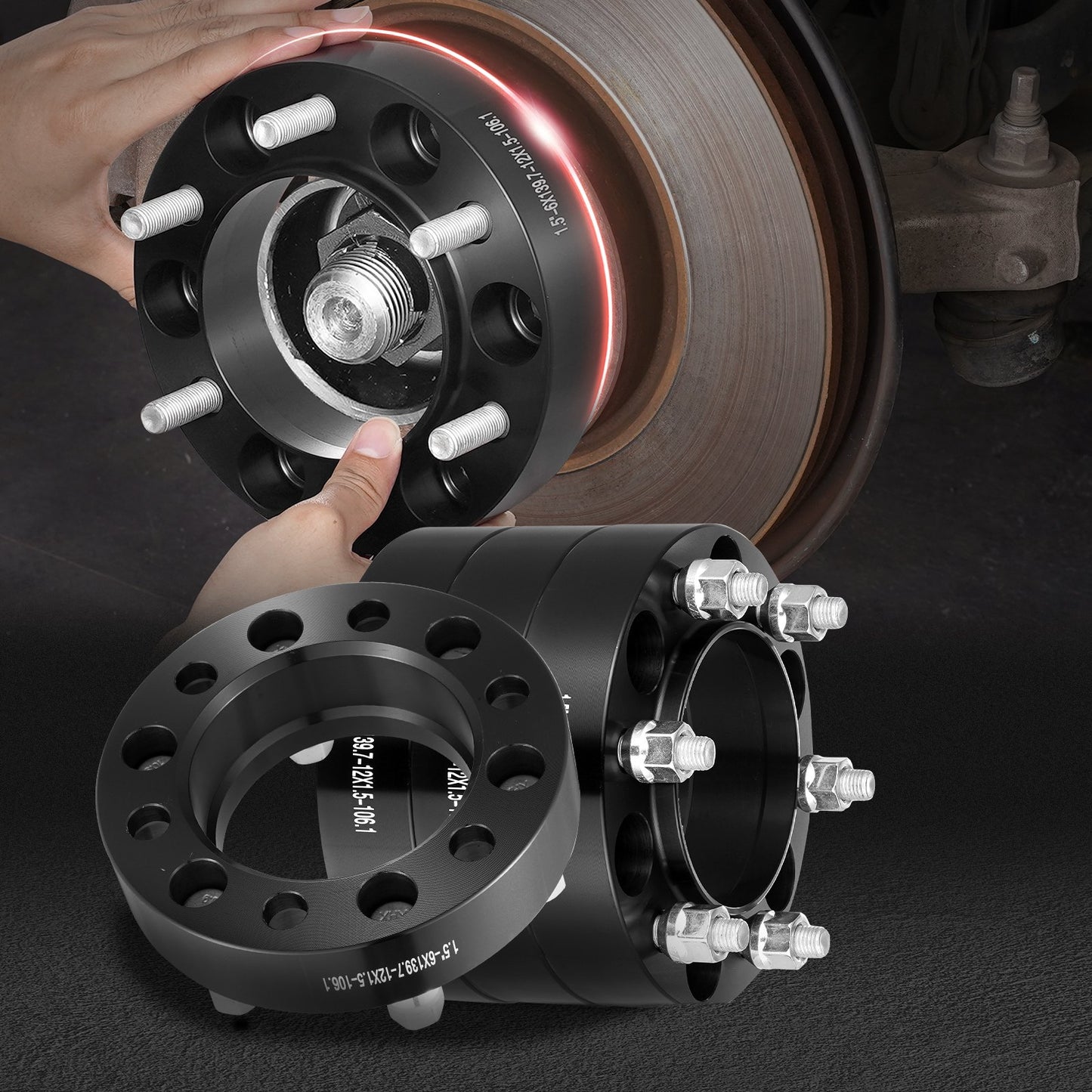 1.5" 6"x5.5" Wheel Spacers Wheel Adapters 6 Lug Forged Spacer 4 PCS Black