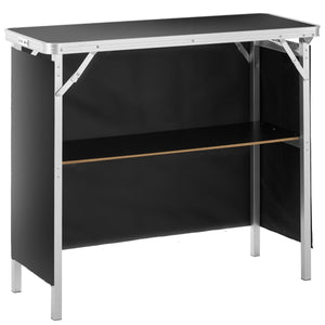 VEVOR Folding Portable Bar Table, Tradeshow Podium Table for Indoor, Outdoor, Party, Picnic, Exhibition, Includes Carrying Case, Storage Shelf and Black Skirt, 38.39" x 15.16" x 34.25“ - Factory Direct Shop