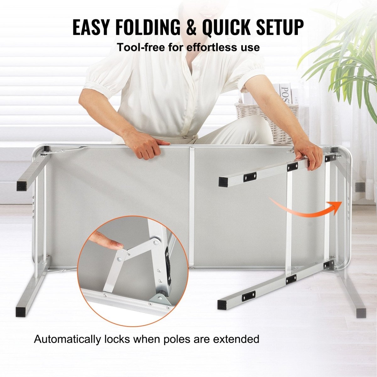 VEVOR Folding Portable Bar Table, Tradeshow Podium Table for Indoor, Outdoor, Party, Picnic, Exhibition, Includes Carrying Case, Storage Shelf and Black Skirt, 38.39" x 15.16" x 34.25“ - Factory Direct Shop