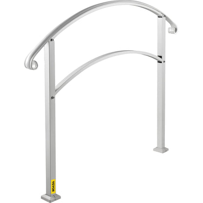 3-Step Handrails for Outdoor Steps Fits 1 or 3 Steps Matte White Stair Rail Wrought Iron Handrail with Installation Kit Hand Rails for Outdoor Step