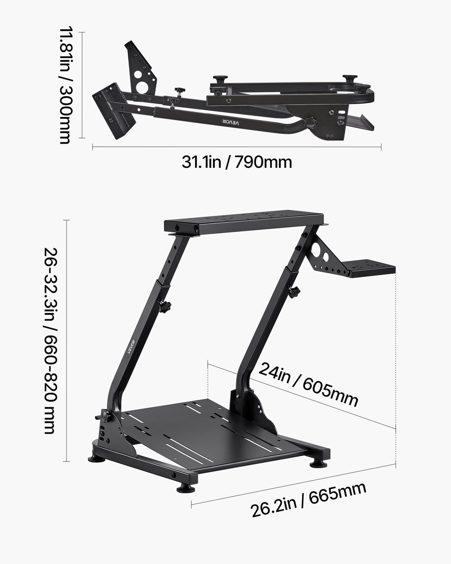 VEVOR Racing Wheel Stand, Adjustable & Foldable Simulator Stand for Logitech G29 G27 G920 G923, Thrustmaster T300RS T300GT T248 TS-PC TSXW Gaming Cockpit,Pedals Simulator NOT Included