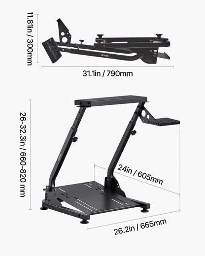 VEVOR Racing Wheel Stand, Adjustable & Foldable Simulator Stand for Logitech G29 G27 G920 G923, Thrustmaster T300RS T300GT T248 TS-PC TSXW Gaming Cockpit,Pedals Simulator NOT Included