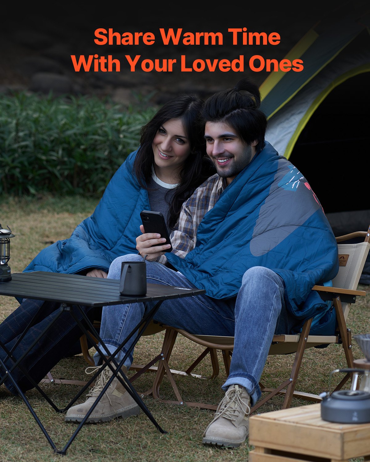 Camping Blanket 1.9 m x 1.32 m Wearable Warm Stadium Blanket Outdoor