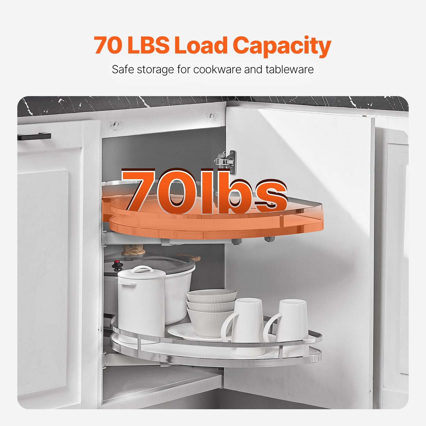 Swing Left Blind Corner Cabinet, Pull Out Organizer for 36 inch Width Blind Cabinet, 2 Tier Height Adjustable Swing Tray, Soft Close Kitchen Cloud Blind Organizer, Left Open