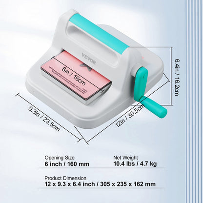 Manual Die Cutting Embossing Machine 6" Opening For Art Craft Scrapbooking