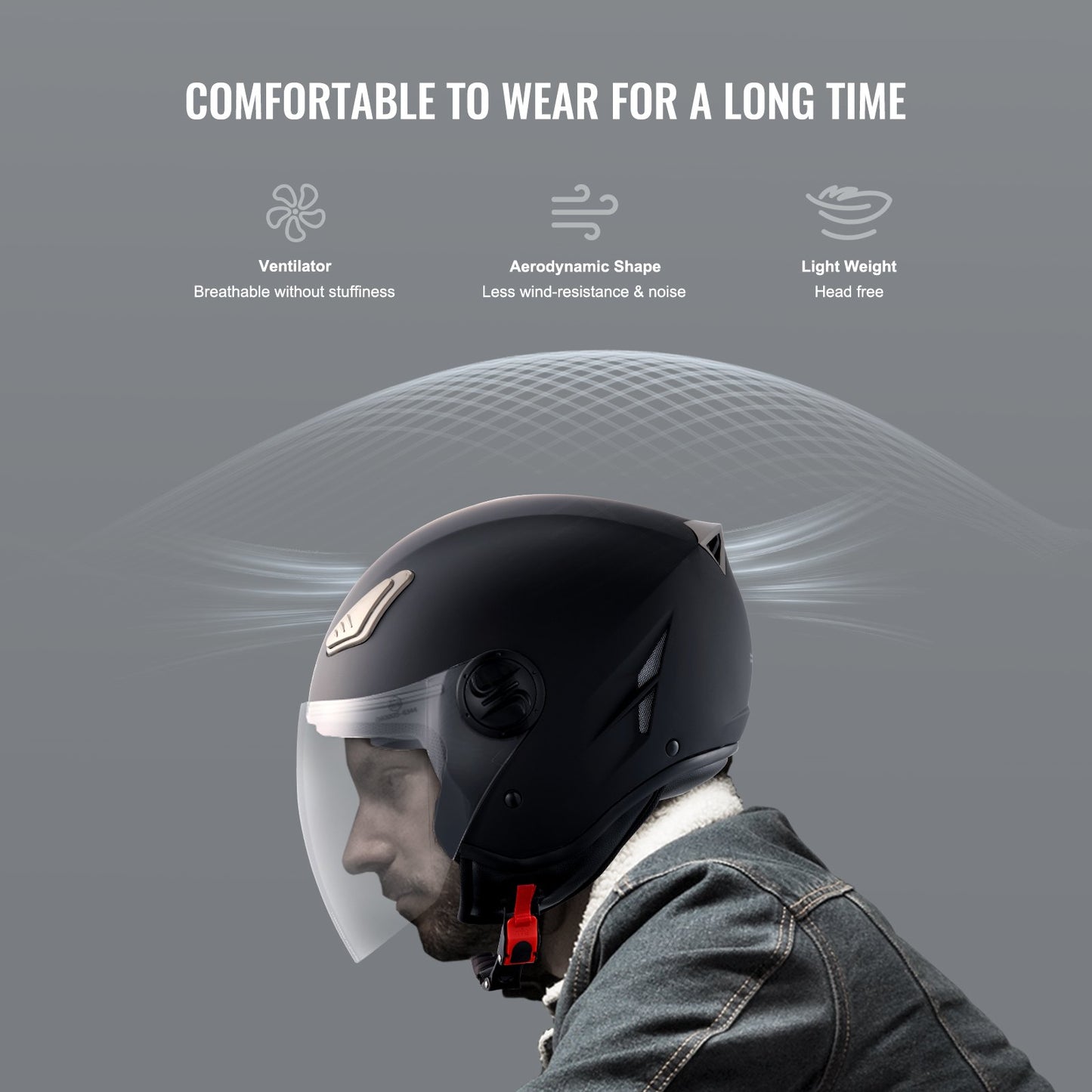 3/4-Face Motorcycle Helmet Motocross Helmet with Bluetooth Communication