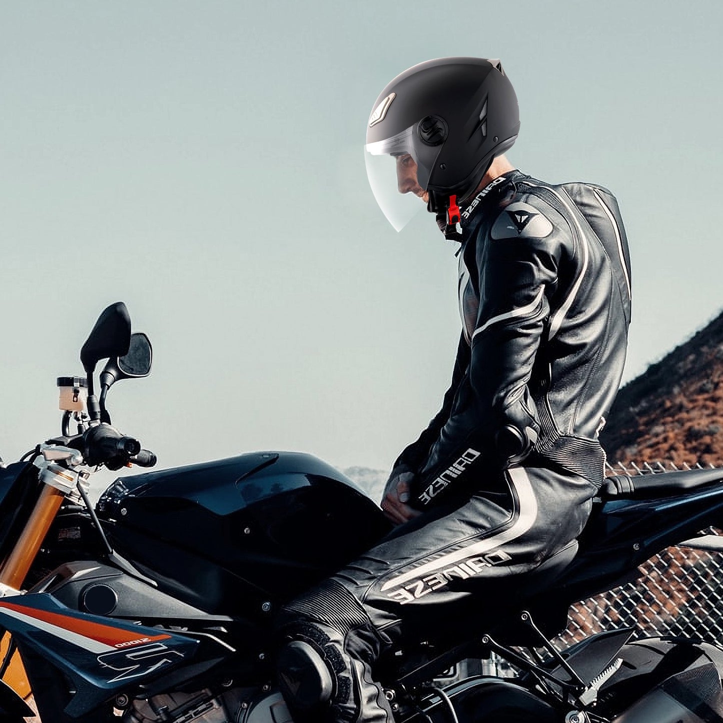 3/4-Face Motorcycle Helmet Motocross Helmet with Bluetooth Communication