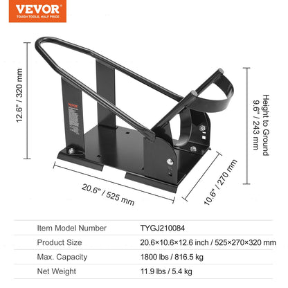 VEVOR Motorcycle Wheel Chock, 816.5 kg Capacity Wheel Cradle Holder, Heavy-duty Steel Motorcycle Front Wheel Stand with 3 Adjustable Holes, For 381-533.4 mm Off-Road Motorcycles, Standard Motorcycles
