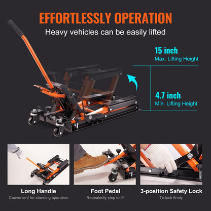 Motorcycle Hydraulic Pump Jack 1500 LBS ATV Dirt Bike Stand