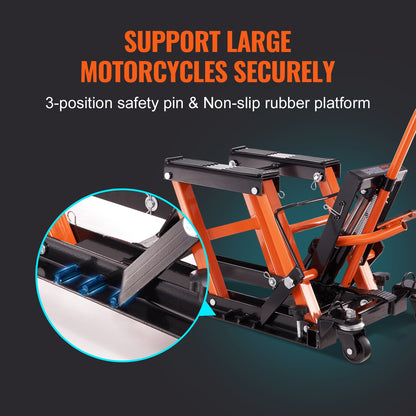 Motorcycle Hydraulic Pump Jack 1500 LBS ATV Dirt Bike Stand