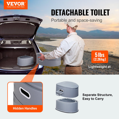 Portable Toilet for Camping, Porta Potty with 5L Detachable Inner Bucket & Removable Paper Holder, Commode with Dual Lids, Travel Toilet for Adults Kids Outdoor Camping Car Long Road Trips