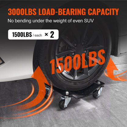 Car Dolly Wheel Tire Dolly 2 PCS Heavy Duty Skate Auto Repair Dolly 3000LB