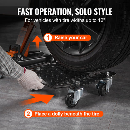 Car Dolly Wheel Tire Dolly 2 PCS Heavy Duty Skate Auto Repair Dolly 3000LB
