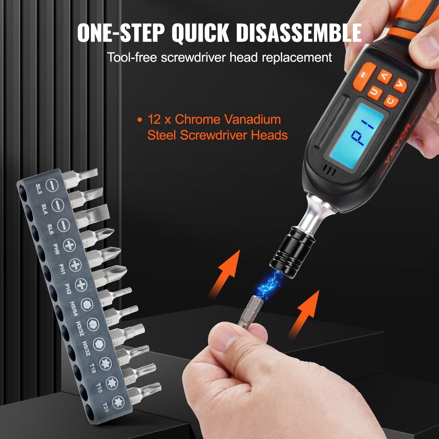 Digital Torque Screwdriver 1/4" Range 2.65-70.67in/lb w/ 0.01N.m Increment