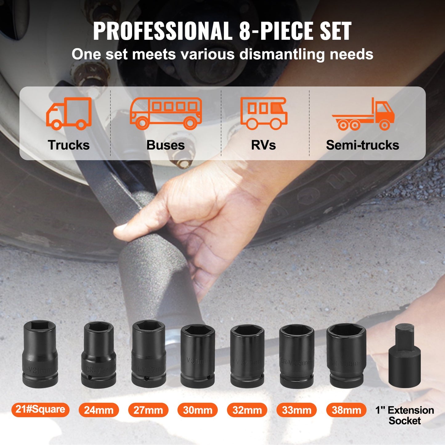 Torque Multiplier, Heavy Duty Torque Multiplier Wrench Set, 1 Inch Drive Lug Nut Wrench Torque Multiplier, 1:64 6800N.m Lug Nut Remover, with 8 Sockets and Storage Case for Truck Trailer RV