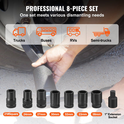 Torque Multiplier, Heavy Duty Torque Multiplier Wrench Set, 1 Inch Drive Lug Nut Wrench Torque Multiplier, 1:64 6800N.m Lug Nut Remover, with 8 Sockets and Storage Case for Truck Trailer RV