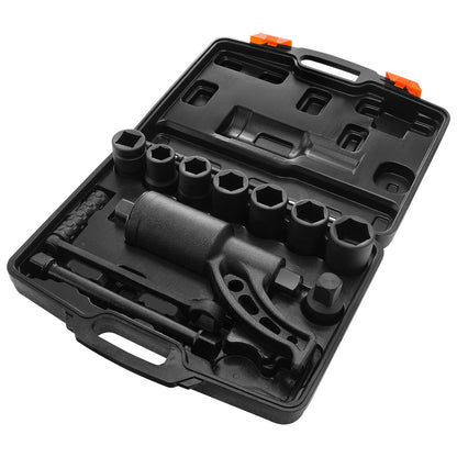 Torque Multiplier, Heavy Duty Torque Multiplier Wrench Set, 1 Inch Drive Lug Nut Wrench Torque Multiplier, 1:58 4800N.m Lug Nut Remover, with 8 Sockets and Storage Case for Truck Trailer RV