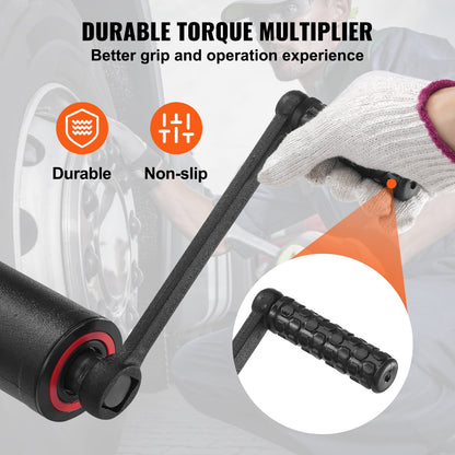 Torque Multiplier, Heavy Duty Torque Multiplier Wrench Set, 1 Inch Drive Lug Nut Wrench Torque Multiplier, 1:58 4800N.m Lug Nut Remover, with 8 Sockets and Storage Case for Truck Trailer RV