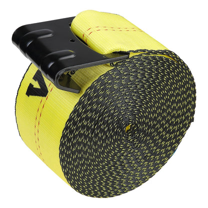 VEVOR Winch Straps, 10.2 cm x 9.1 m, 2.7T Load Capacity, 8.2T Break Strength, Truck Straps with Flat Hook, Flatbed Tie Downs Cargo Control for Trailers, Farms, Rescues, Tree Saver, Yellow (10 Pack)