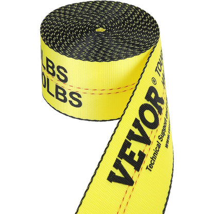 VEVOR Winch Straps, 10.2 cm x 9.1 m, 2.7T Load Capacity, 8.2T Break Strength, Truck Straps with Flat Hook, Flatbed Tie Downs Cargo Control for Trailers, Farms, Rescues, Tree Saver, Yellow (10 Pack)