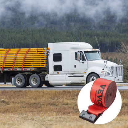 VEVOR Winch Straps, 10.2 cm x 9.1 m, 2.7T Load Capacity, 8.2T Breaking Strength, Truck Straps with Flat Hook, Flatbed Tie Downs Cargo Control for Trailers, Farms, Rescues, Tree Saver, Red (10 Pack)