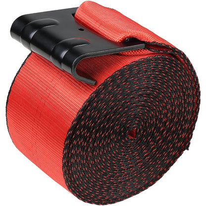 VEVOR Winch Straps, 10.2 cm x 9.1 m, 2.7T Load Capacity, 8.2T Breaking Strength, Truck Straps with Flat Hook, Flatbed Tie Downs Cargo Control for Trailers, Farms, Rescues, Tree Saver, Red (10 Pack)