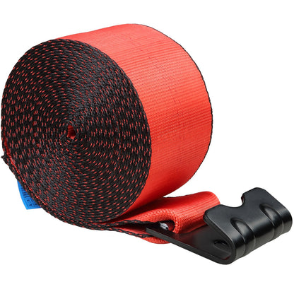 VEVOR Winch Straps, 10.2 cm x 9.1 m, 2.7T Load Capacity, 8.2T Breaking Strength, Truck Straps with Flat Hook, Flatbed Tie Downs Cargo Control for Trailers, Farms, Rescues, Tree Saver, Red (10 Pack)