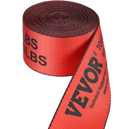 VEVOR Winch Straps, 10.2 cm x 9.1 m, 2.7T Load Capacity, 8.2T Breaking Strength, Truck Straps with Flat Hook, Flatbed Tie Downs Cargo Control for Trailers, Farms, Rescues, Tree Saver, Red (10 Pack)