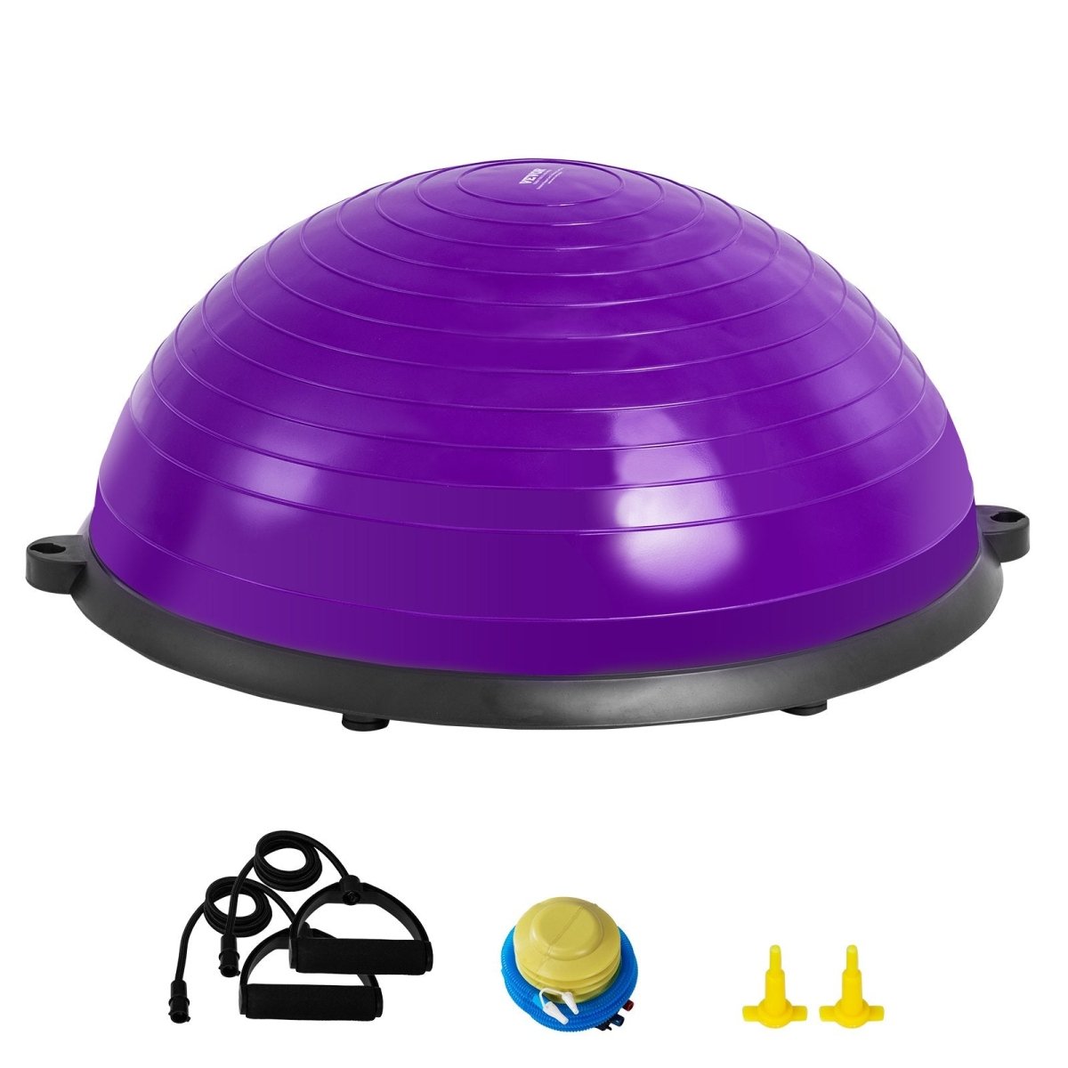 VEVOR Half Exercise Ball Trainer, 23 inch Balance Ball Trainer, 660lbs Stability Ball, Yoga Ball with Resistance Bands & Foot Pump, Strength Fitness Ball for Home Gym, Full Body Workout, Purple - Factory Direct Shop
