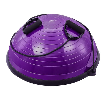 VEVOR Half Exercise Ball Trainer, 23 inch Balance Ball Trainer, 660lbs Stability Ball, Yoga Ball with Resistance Bands & Foot Pump, Strength Fitness Ball for Home Gym, Full Body Workout, Purple - Factory Direct Shop