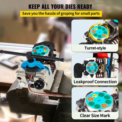 VEVOR Brake Line Flaring Tool, 45 Degree Single, Double, and Bubble Flares for 3/16", 1/4", 5/16" and 3/8" Tube Size, Suitable for Soft Metal of Copper Lines