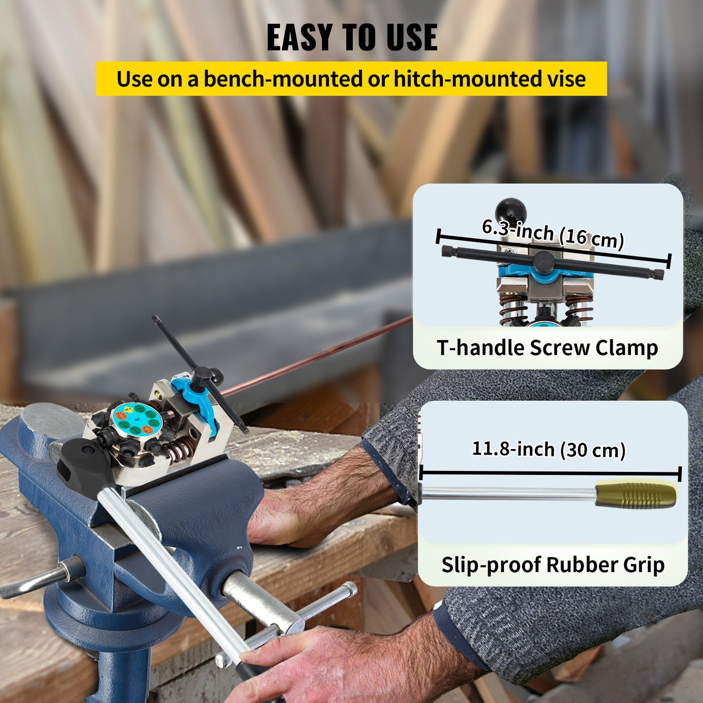 VEVOR Brake Line Flaring Tool, 45 Degree Single, Double, and Bubble Flares for 3/16", 1/4", 5/16" and 3/8" Tube Size, Suitable for Soft Metal of Copper Lines
