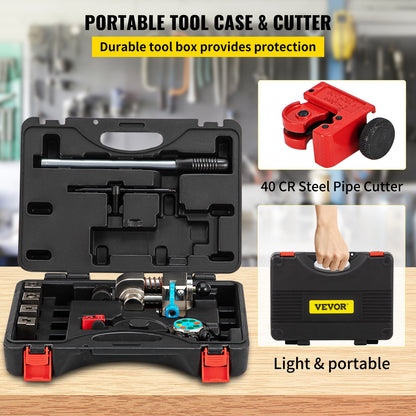VEVOR Brake Line Flaring Tool, 45 Degree Single, Double, and Bubble Flares for 3/16", 1/4", 5/16" and 3/8" Tube Size, Suitable for Soft Metal of Copper Lines