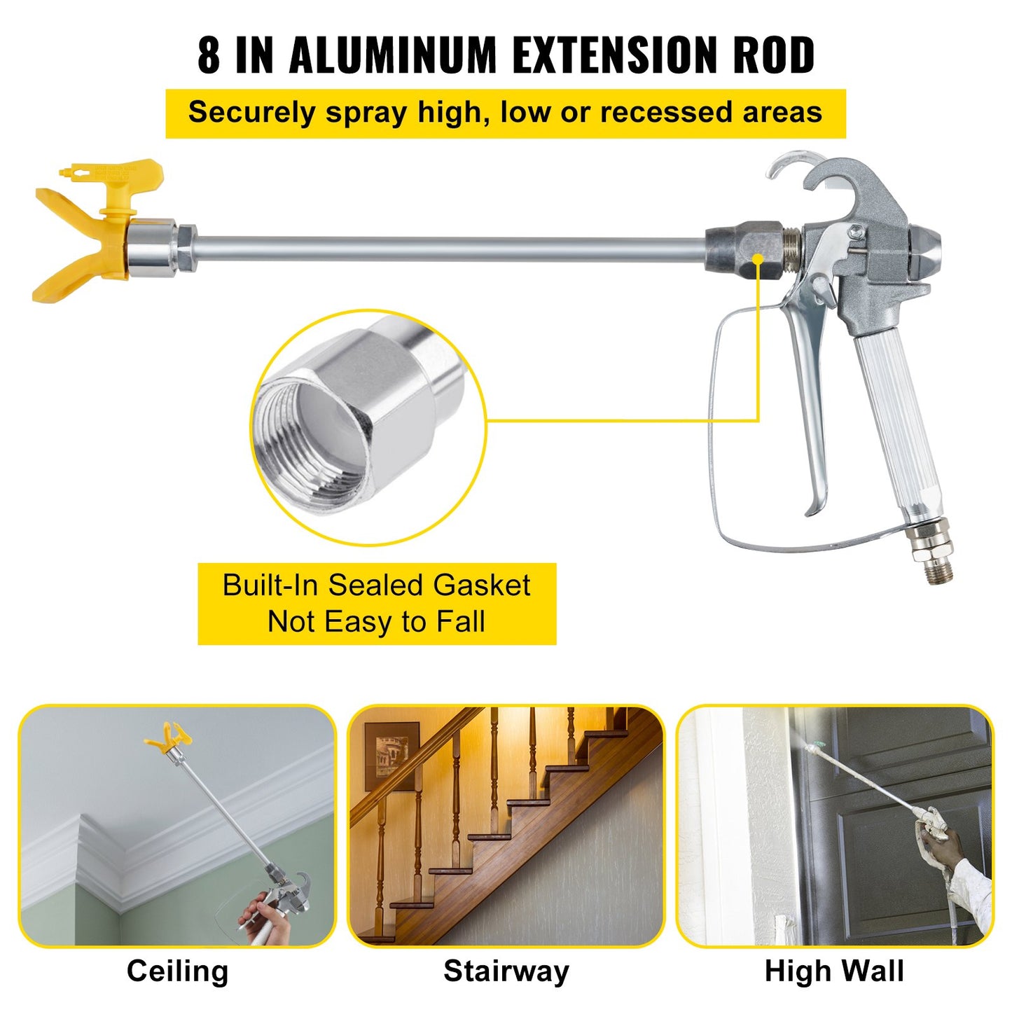 Airless Paint Spray Hose Kit 50ft 1/4in Swivel Joint 3600psi with 517 Tip